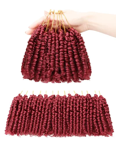 Miniatura 55 de Cabello de Ganchillo Pre-Retorcido Passion Twist para Mujeres Negras y Niños, Cabello Passion Twist Pre-Enrollado Trenzas Bohemias 4 Pulgadas 8