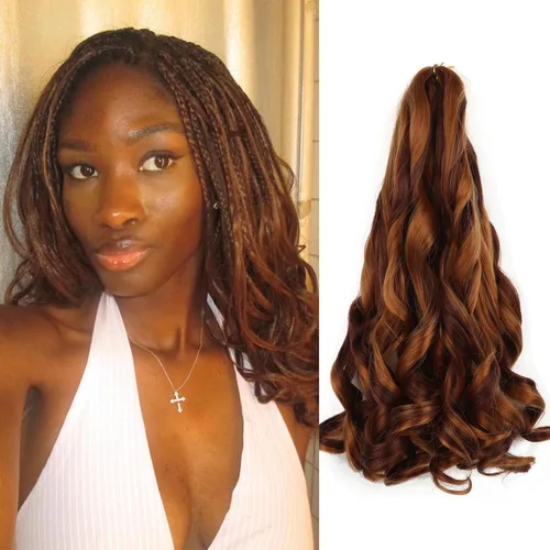 Miniatura 21 de Cabello rizado francés trenzado de 10 pulgadas, color 4, cabello rizado preestirado, 8 paquetes de trenzas de ganchillo de rizo francés para trenzas