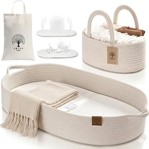 Miniatura 15 de Cesta cambiador de bebé incluye pañalera, suave e impermeable, de doble cubierta, portátil, cambiador para tocador y cambiador, regalo para baby
