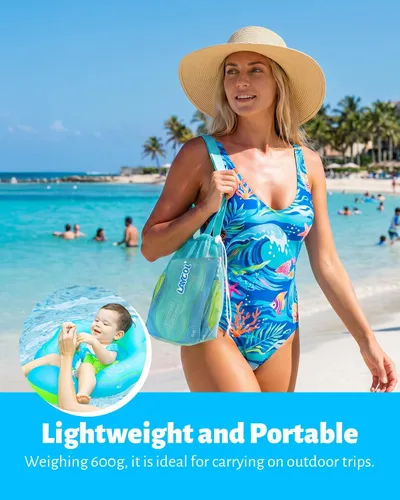 Miniatura 7 de LAYCOL - Flotador inflable de natación para bebé con anillo de flotación para piscina y toldo de protección solar, cola añadida, no se voltea
