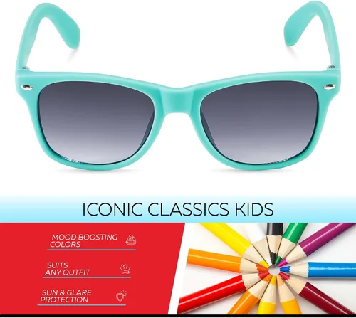Miniatura 222 de Retro Rewind Lentes de sol para niños y niñas de 3 a 12 años, inastillables, UV400, lentes de sol para niños pequeños