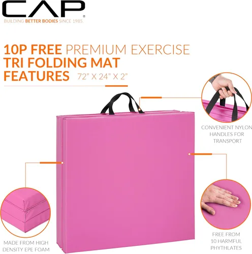 Miniatura 3 de CAP Barbell All Purpose Folding Anti Tear Exercise Training Aerobic Fitness Gym & Gymnastics Balance Mat Multiple colors Rosa