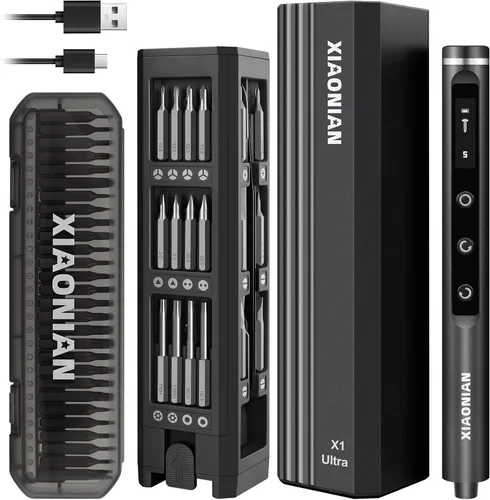 Miniatura 10 de Juego de destornilladores eléctricos de precisión de 3.7V, 50 en 1 pequeño destornillador magnético de potencia con almacenamiento, mini Gris
