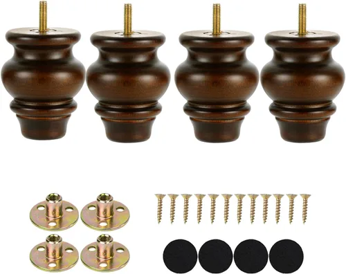 Miniatura 7 de Michanco Juego de 4 patas de madera para muebles de 3 pulgadas, patas de repuesto para sofá otomano Antiguo de 3 pulgadas