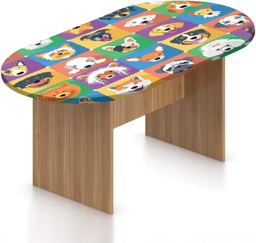 Miniatura 22 de Mantel ajustable ovalado de poliéster con borde elástico, para amantes de los perros, pastor austratliano con estampado de mastín italiano, se
