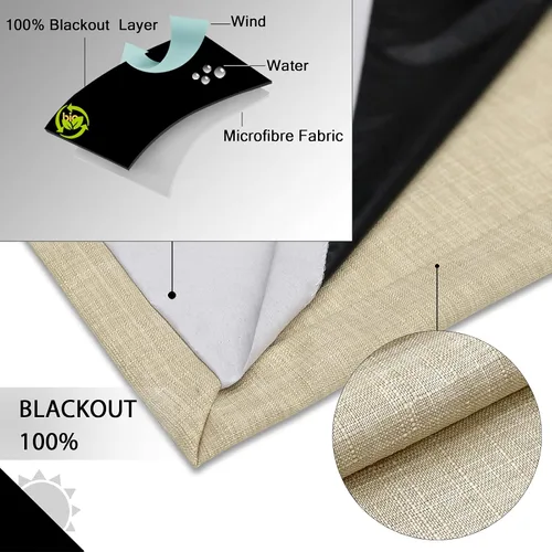 Miniatura 4 de always4u Cortinas 100% opacas con textura de lino, tejido casual, cortinas con aislamiento térmico para sala de estar, dormitorio, 2 paneles, beige