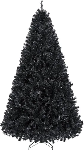 Topeakmart Árbol de Navidad artificial negro de 6 pies con soporte plegable, árbol de Navidad para decoración navideña, color negro