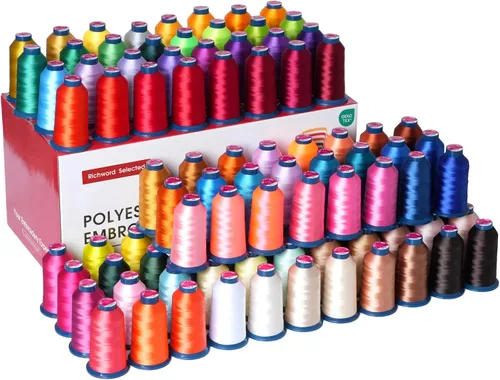 Richword - Hilo para máquina de bordar seleccionado, 100 colores, 40 WT (108D/2), kit de hilo de poliéster, cada cono 4000M (4374Y), colección