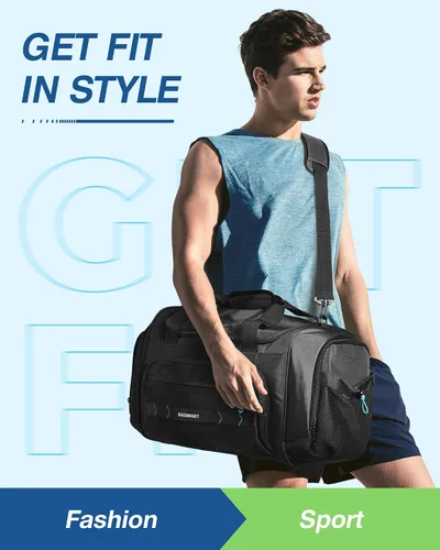 Miniatura 3 de BAGSMART Bolsa de gimnasio para hombres y mujeres, bolsa de viaje deportiva con compartimento para zapatos y bolsillo húmedo, bolsa de transporte