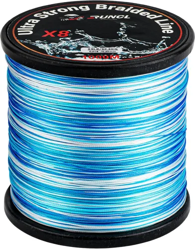 Miniatura 11 de RUNCL Línea de pesca trenzada de 8 hebras, línea trenzada de colores de alta visibilidad, súper fuerte, resistente a la abrasión, no se estira, 328