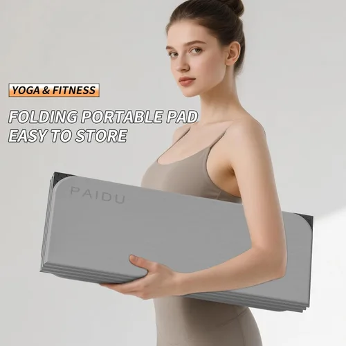Miniatura 3 de PAIDU Esterilla de yoga plegable para fitness, extra gruesa de 2/5 pulgadas (0.394 in) TPE antideslizante certificado SGS 75 x 26 pulgadas extra