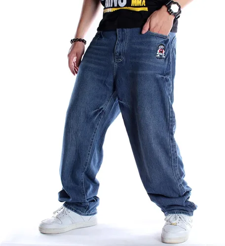 Miniatura 2 de Y2K Jeans - Pantalones de mezclilla para hombre, estilo hip hop, estilo vintage, bordados, estilo gótico, recto, holgados, pierna ancha