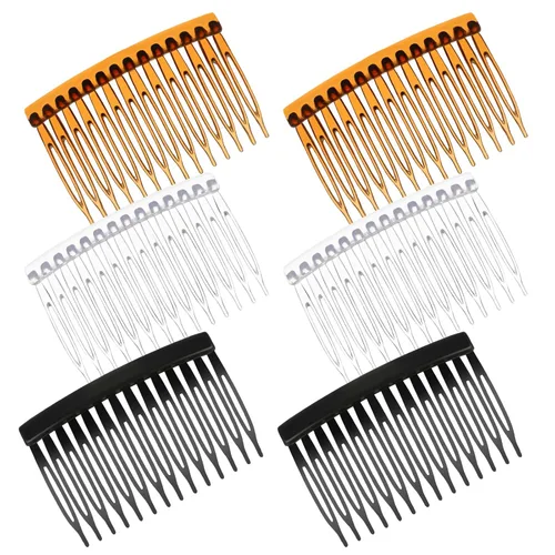 Peine lateral francés de 6 piezas, 14 dientes, peines laterales de plástico vintage, pinzas decorativas para el cabello para mujeres y niñas, velo