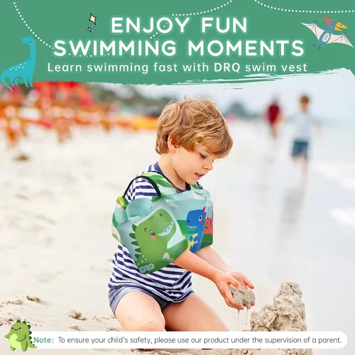 Miniatura 6 de DRQ Chaleco de natación para niños pequeños, flotadores para niños de 22 a 66 libras, chaleco salvavidas para niños con arnés de hombro con alas