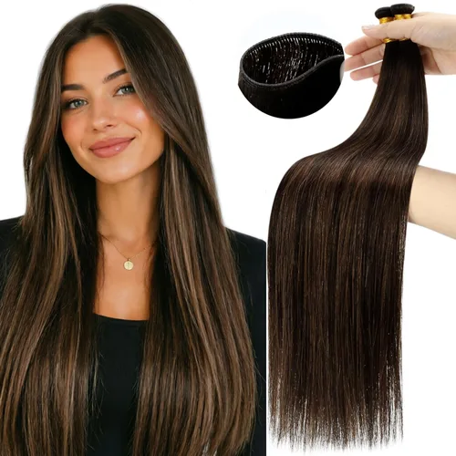 Miniatura 19 de Moresoo - Extensiones de cabello humano real cosidas, Remy, lacio, doble trama, color negro jet, 14 pulgadas, 3.53 onzas