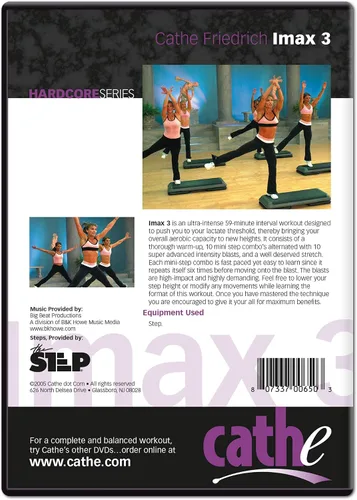 Miniatura 2 de Cathe Friedrich Imax - DVD de entrenamiento aeróbico de 3 pasos para mujeres, DVD avanzado de ejercicios cardiovasculares para ejercicios