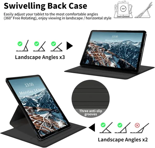 Miniatura 2 de Funda para tablet Kindle Fire 7 2022/2023, funda giratoria inteligente de 360 grados, soporte giratorio, cubierta de cuero suave, apagado automático