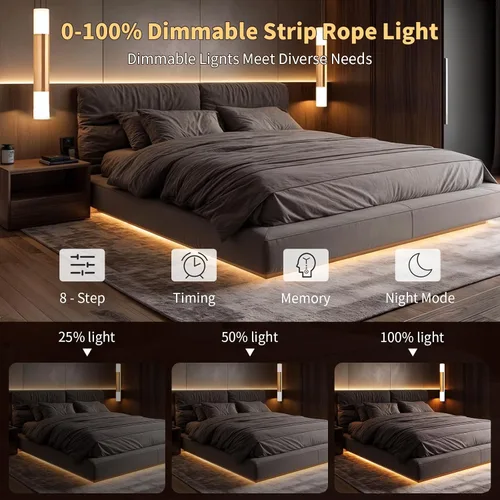 Miniatura 5 de Tira de Luces LED COB 3000K 80 pies/24M tira led blanca cálida regulable de alto lumen (2 rollos de 40 pies) Adaptador UL 24V Adhesivo Adecuado