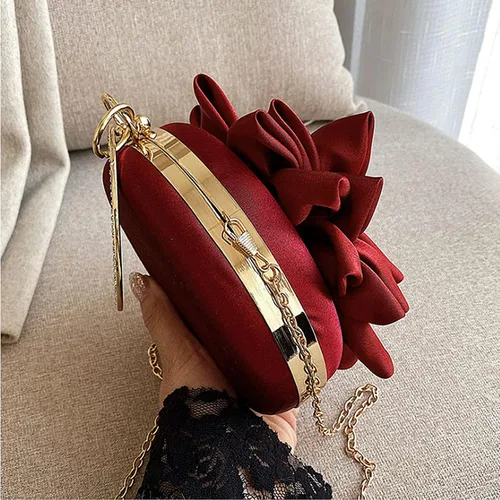 Miniatura 3 de Buddy - Bolso de mano de satén suave para mujer, con forma de rosa, para boda, fiesta