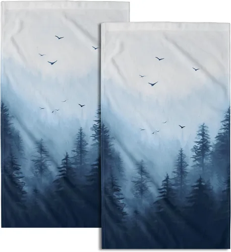 Miniatura 62 de Giwawa Toallas de Mano Verdes Bosque Nebuloso Set de 2 Montaña Bosque Suave Toallas de Huésped Toallas de Cara Baño Decoraciones Finas Toallas