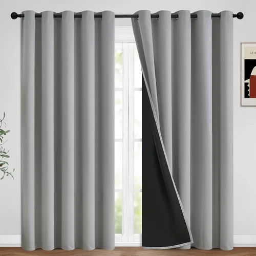 Miniatura 318 de Yakamok Cortinas negras, cortinas de ventana con aislamiento térmico y eficiencia energética para dormitorio, cortinas opacas completas y cortinas