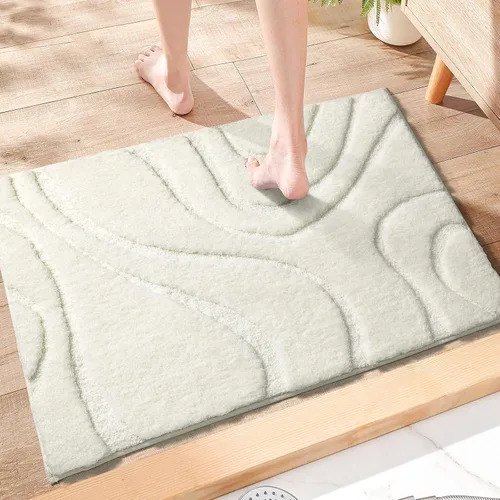 Miniatura 2 de DEXDE Alfombras de baño de 20 x 32 pulgadas, alfombra de baño de microfibra lanuda de felpa suave, alfombras de baño antideslizantes para suelo