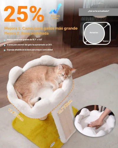 Miniatura 6 de Happi N Pets Nueva torre de árbol en forma de nube para gatos, poste para rascar con cama, árbol pequeño para gatos, torre compacta para gatos
