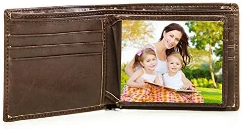 Miniatura 3 de Swanky Badger Cartera personalizada billetera plegable, ranura para identificación, ranuras para tarjetas, marrón (Brown circle), Bifold