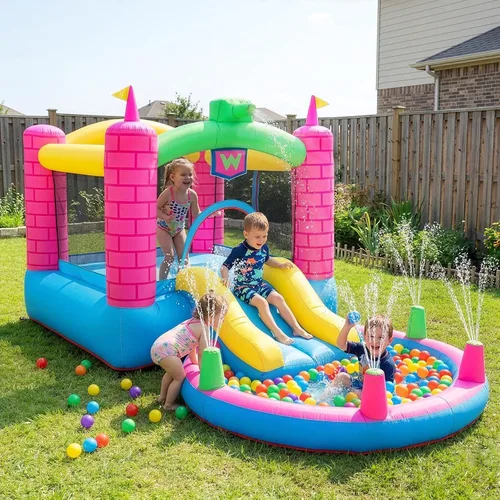 Ktaxon Casa inflable de rebote con soplador de aire de 350 W, castillo para niños saltando al aire libre para patio trasero, parque, jardín de