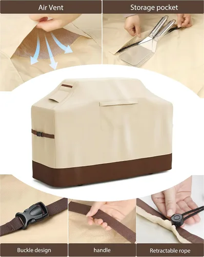 Miniatura 4 de Vailge Funda para parrilla al aire libre, cubierta impermeable de 48 pulgadas, cubierta de parrilla de gas resistente 600D, resistente a los rayos