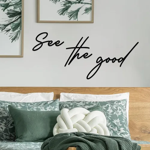 ruelen 3 piezas de decoración de pared con texto en inglés «See The Good» de metal negro con texto en inglés «See The Good», decoración de pared