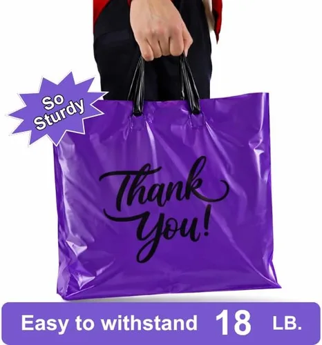 Miniatura 5 de Infinite Pack Bolsas grandes de mercancía de agradecimiento con asa de lazo, bolsa de boutique brillante, refuerzo inferior de 3 pulgadas y 3 mil