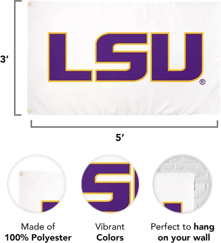 Miniatura 3 de Desert Cactus Bandera de la Universidad Estatal de Louisiana – Bandera de los Tigres LSU de 3 x 5 pies, tela duradera para interiores y exteriores