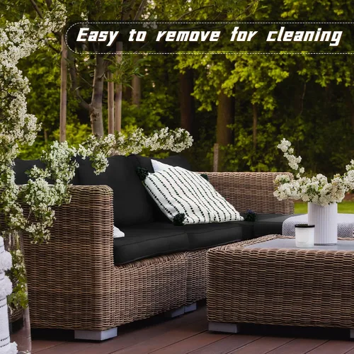 Miniatura 7 de Patelai 11 piezas de fundas impermeables para cojines de patio para muebles seccional de exterior de mimbre de ratán, sofá de patio, silla, fundas