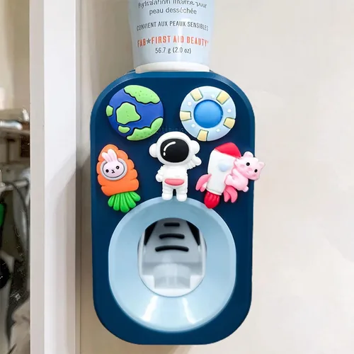 Miniatura 15 de Dispensador automático de pasta de dientes y soportes para pasta de dientes y taza montada en pared, juego de 3 piezas, montado en pared para baño