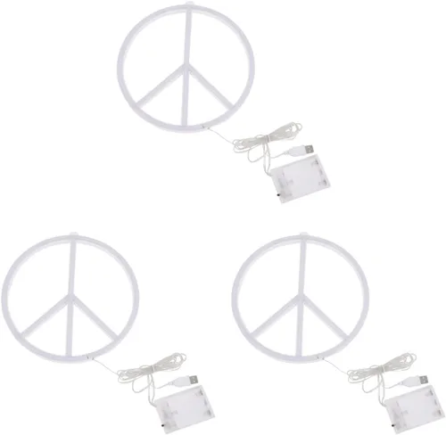 Miniatura 10 de Uonlytech Letreros de decoración LED señal de paz LED símbolo de paz neón modelado luz luminosa lámpara de pared boda