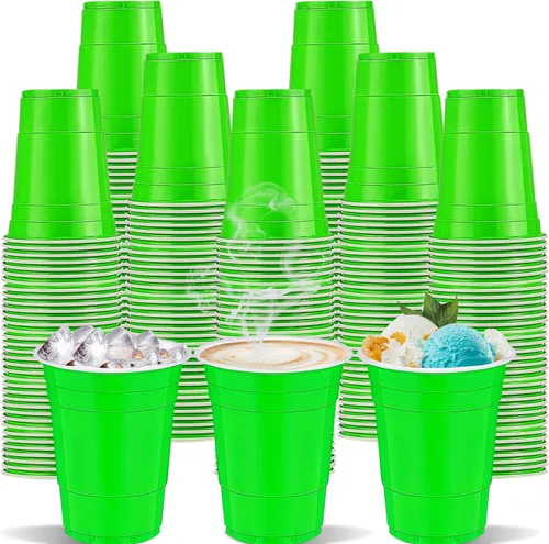 120 vasos de plástico verdes para el día de San Patricio, vasos de plástico verdes para fiesta, vasos de plástico de Navidad de 16 onzas para beber,