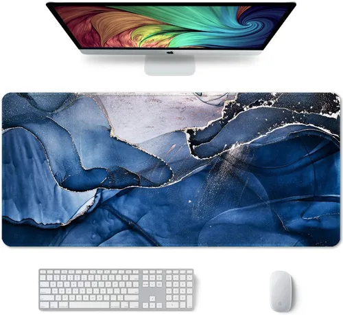 Miniatura 55 de Auhoahsil Alfombrilla grande para mouse, tamaño XXL, extendida de 35 x 15 pulgadas, base de goma antideslizante, bordes cosidos, superficie 03