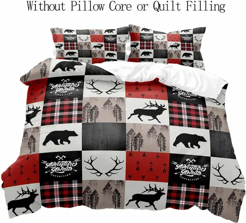Miniatura 2 de LUVIVIHOME 2 piezas de funda de edredón de Navidad, juego de ropa de cama individual, ropa de cama rústica de cabaña, colcha de Navidad y Día