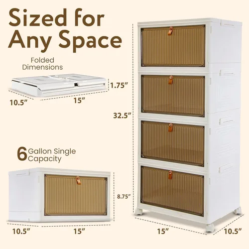 Miniatura 2 de Quik Box Sport - Organizador de almacenamiento apilable de 4 niveles, contenedores plegables de capacidad de 24 galones con puertas magnéticas