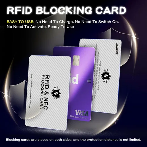 Miniatura 4 de Tarjetas de bloqueo RFID, juego de bloqueador de tarjetas de débito NFC sin contacto premium y protector de pasaporte para hombres y mujeres, diseño