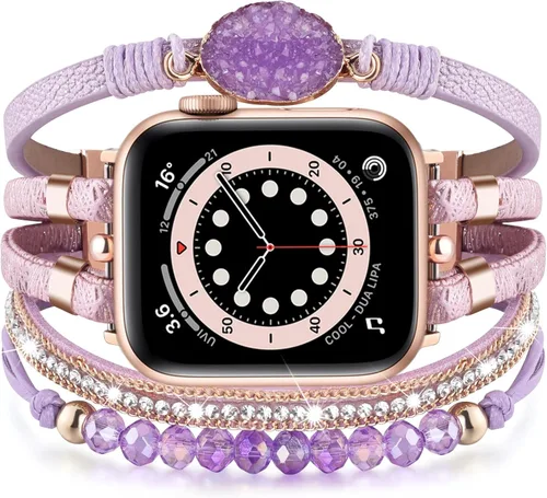 Miniatura 16 de VISOOM Correa de pulsera bohemia con cuentas compatible con Apple Watch de 40 mm/38 mm/41 mm/42 mm Series 10 9 8 7 SE Series 6/5/4 Correa de reloj
