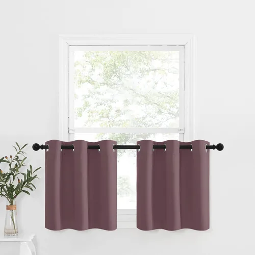 Miniatura 34 de NICETOWN Cortinas opacas de cocina para ventana sobre el fregadero, aislamiento térmico, decoración del hogar, pequeños niveles opacos con ojales