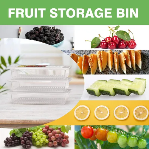 Miniatura 7 de SILIVO Contenedores de almacenamiento para refrigerador (paquete de 3) - 2.5L con bandeja de drenaje para mantener frescas las verduras, frutas