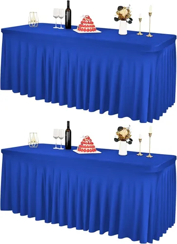 Miniatura 11 de 2 Packs Black Spandex Table Clothes for 6 Foot Rectangle Tables, Wrinkle Resistant Fitted Tables Cover, Washable Stretch Table Skirts for Weddings