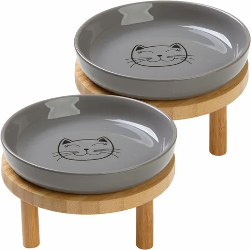 Miniatura 15 de Lusifaco - Cuencos poco profundos para comida de gato, tazón de cerámica de 5.9 pulgadas de ancho para gatos de interior, juego de platos para gatos
