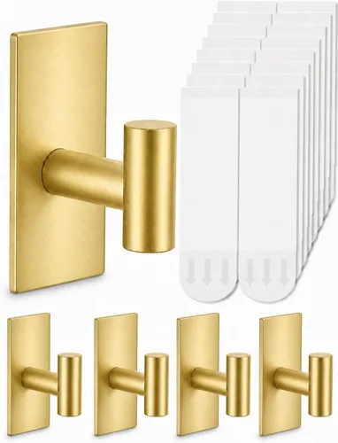 Miniatura 12 de 8 ganchos para toallas resistentes para colgar, ganchos adhesivos de pared con tiras extraíbles, adhesivos sin daños, para exteriores, para baños