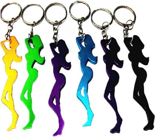 10pcs Multifuncional Sexy Belleza Forma Llavero Abrebotellas Bar Cerveza Botella Abrebotellas Herramienta Accesorios (Colores al azar)