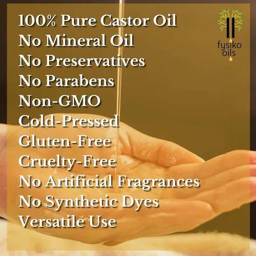 Miniatura 5 de Aceite de ricino Fysiko, 100% puro y natural, prensado en frío, virgen extra, libre de hexano. Protege y fortalece, cabello, piel y uñas. Ideal