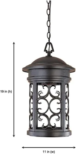 Miniatura 2 de Designers Fountain Ellington 31134-ORB - Lámpara colgante exterior de 19 pulgadas para puerta delantera, patio y porche, bronce aceitado